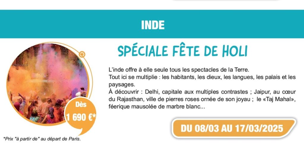 affiche voyage en Inde pour les fêtes de Holi