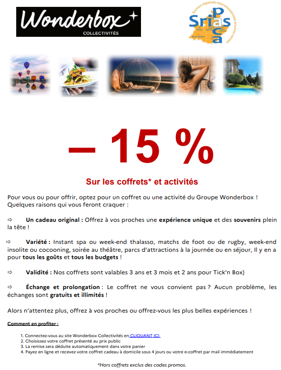 présentation de la précédure pour obtenir -15% sur les coffrets wonderbox