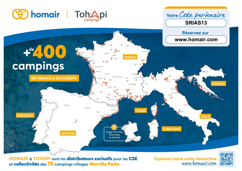 carte France avec les points de location Homair